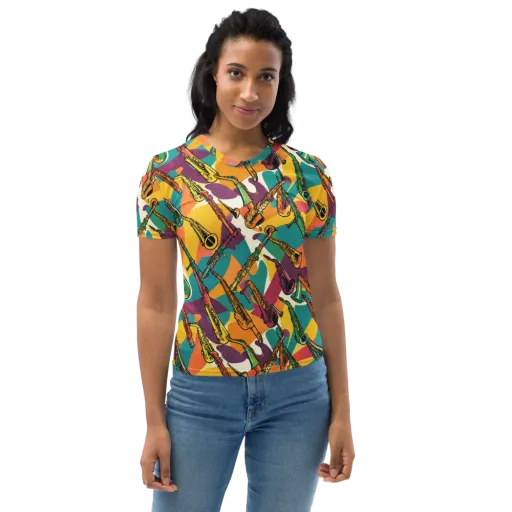 Brass Electric on a Women's Crew Neck T-Shirt