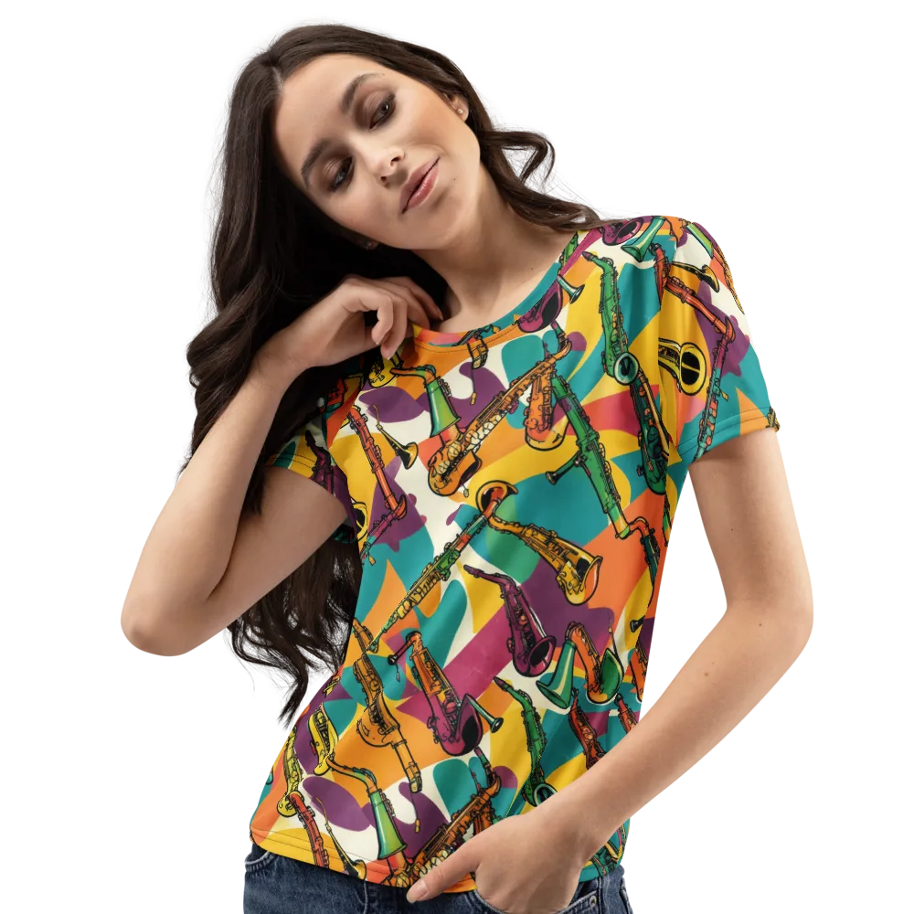 Brass Electric on Women's Crew Neck T-Shirt — Left Front