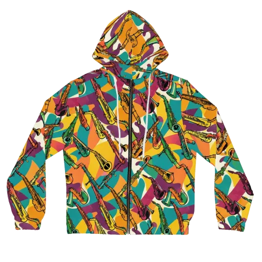 Brass Electric on a Women's Full-Zip Hoodie