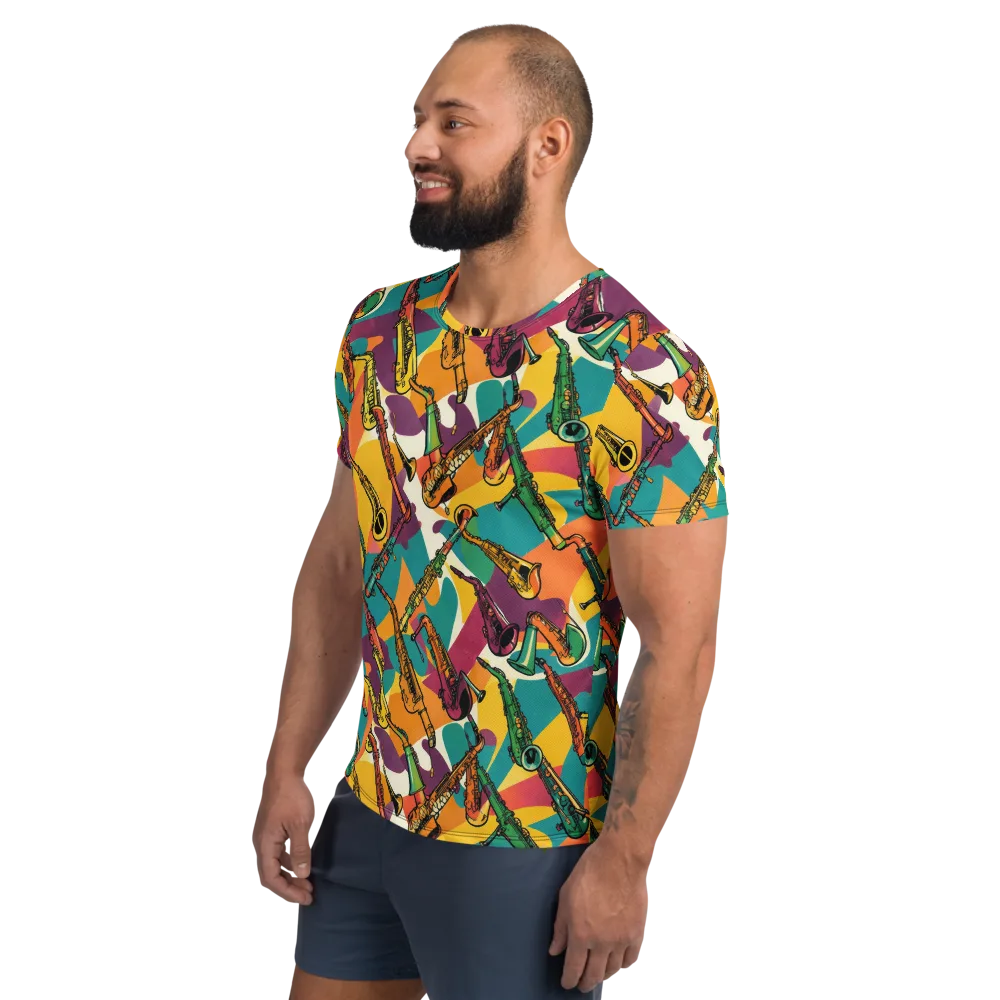 Brass Electric on Men's Athletic T-Shirt — Left