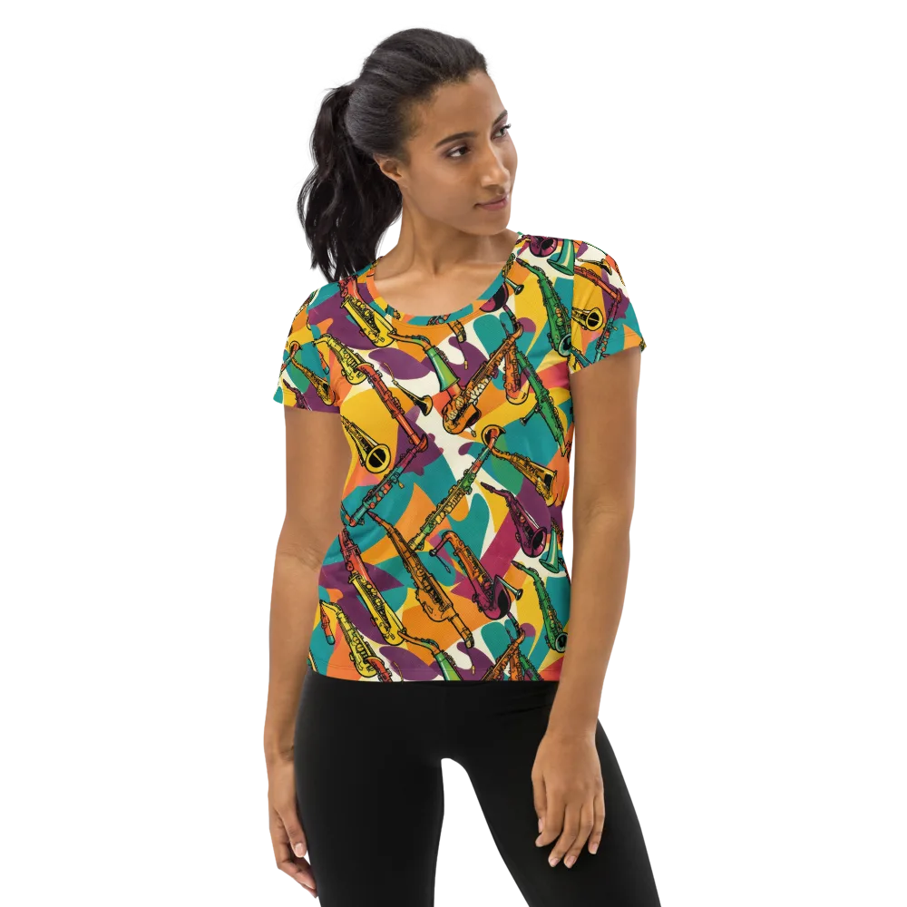 Brass Electric on Women's Athletic T-Shirt — Front