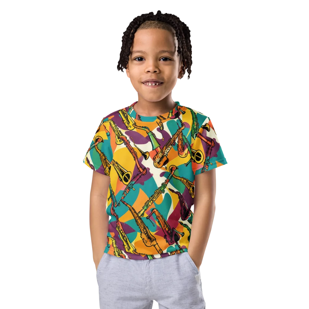 Brass Electric on Kids Crew Neck T-Shirt — Front