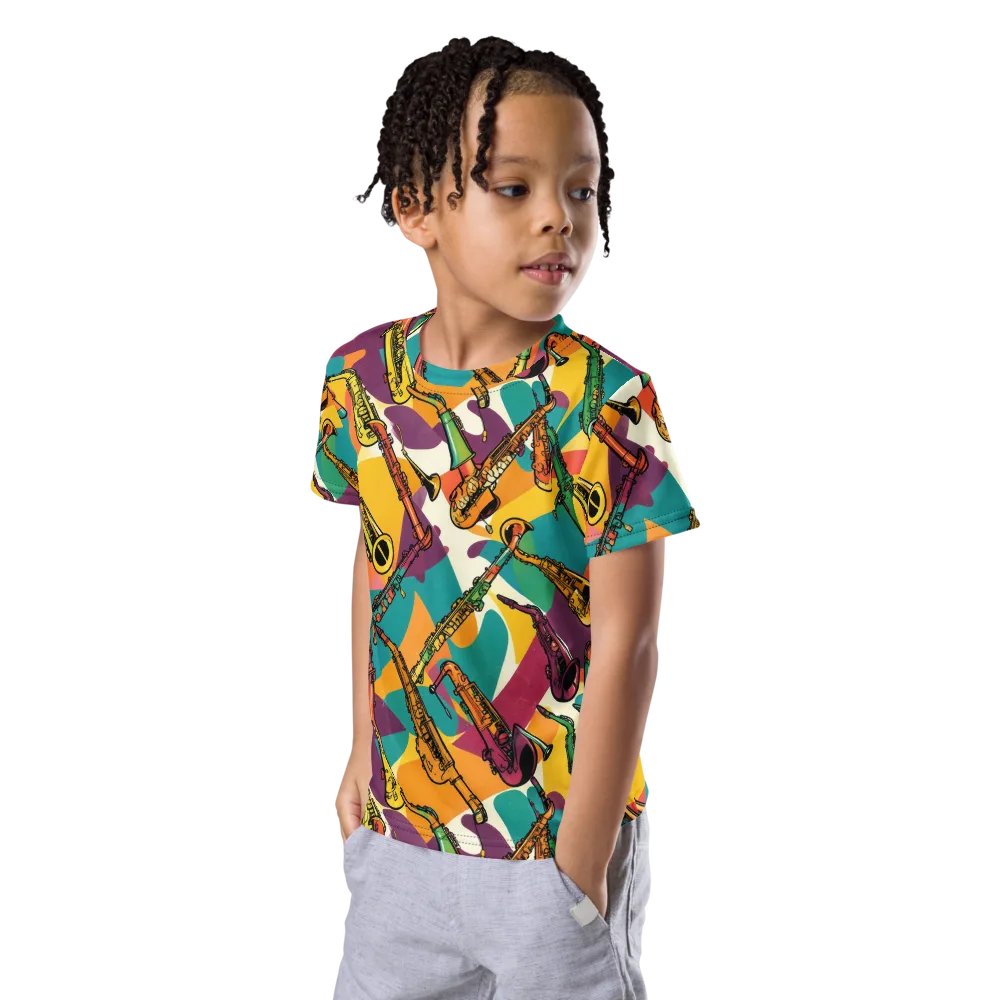 Brass Electric on Kids Crew Neck T-Shirt — Left Front