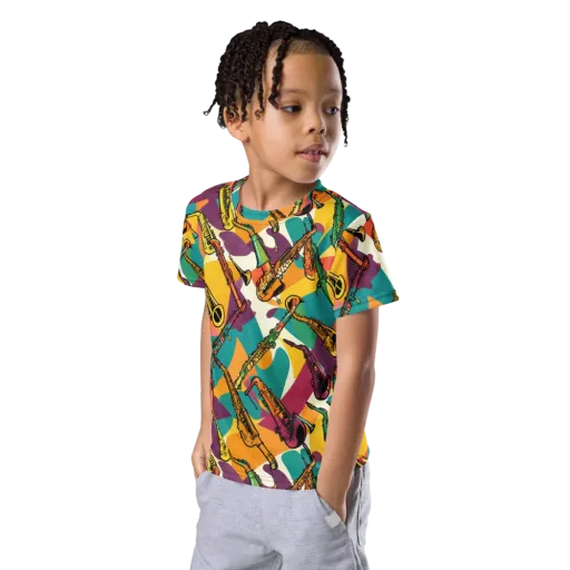 Brass Electric on a Kids Crew Neck T-Shirt