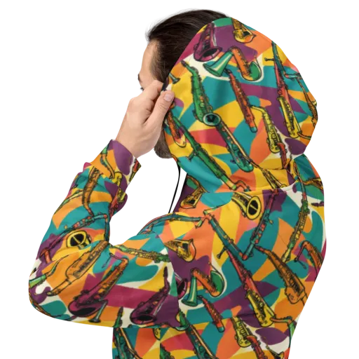 Brass Electric on a Hoodie