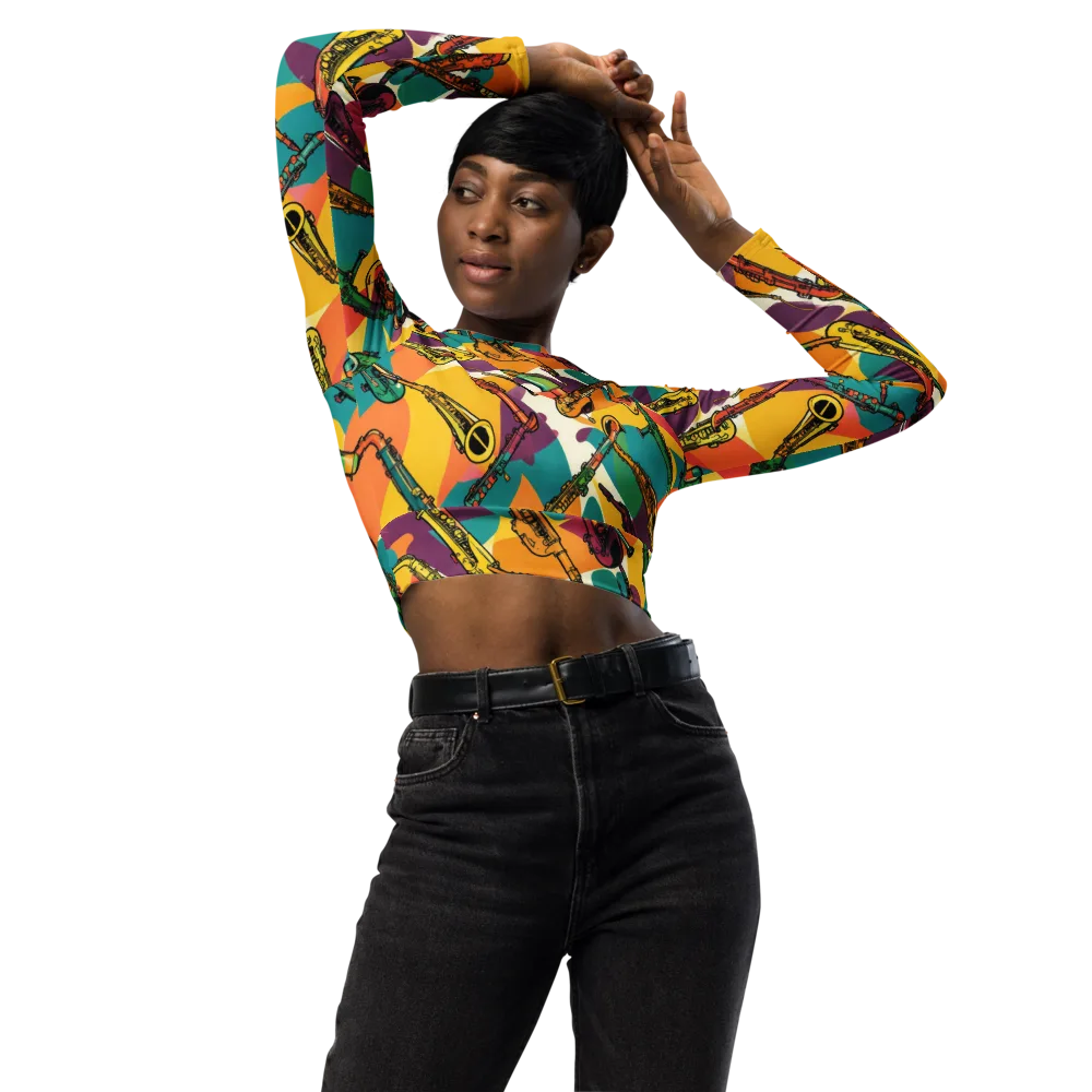 Brass Electric on Long Sleeve Crop Top — Front