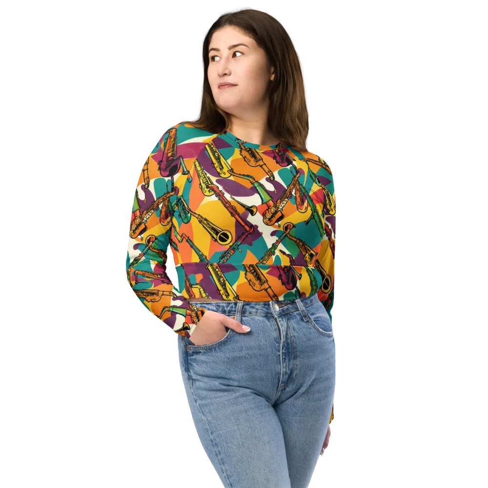 Brass Electric on Long Sleeve Crop Top — Front