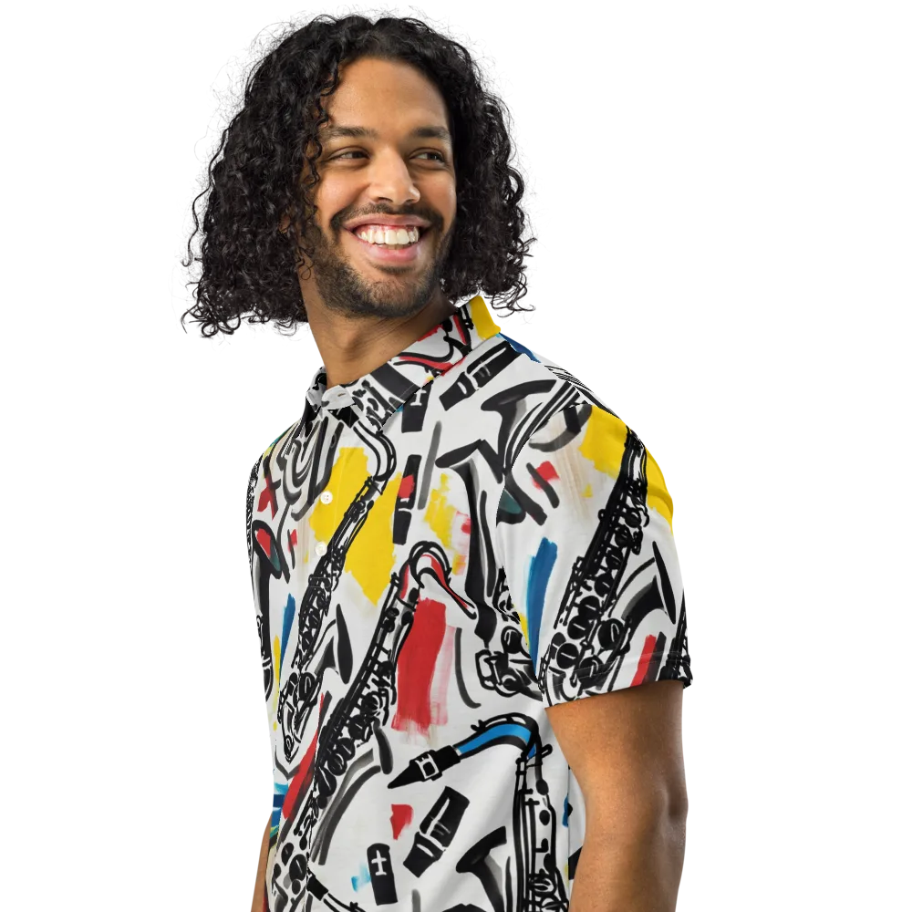 Midnight Rehearsal on Men's Slim Fit Polo Shirt — Left Front