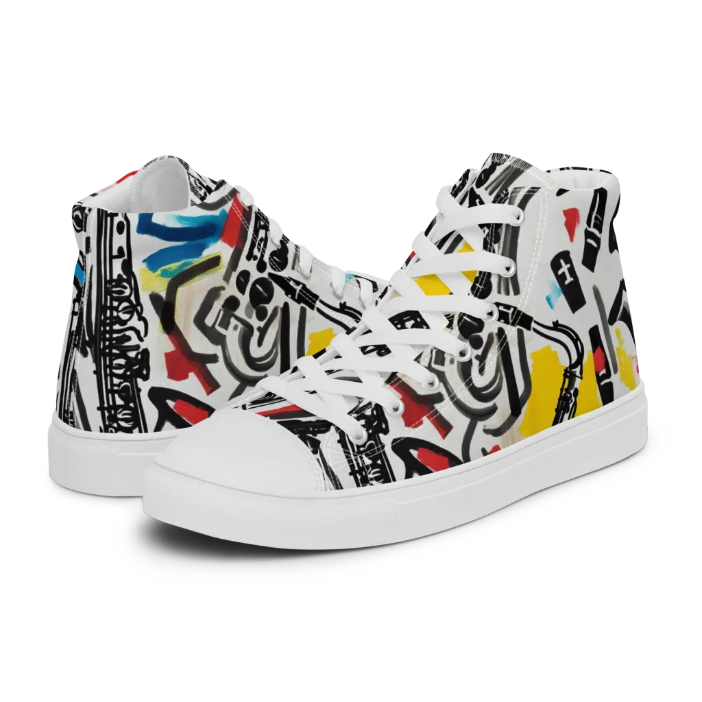 Midnight Rehearsal on Men's High Top Canvas Shoes — Left