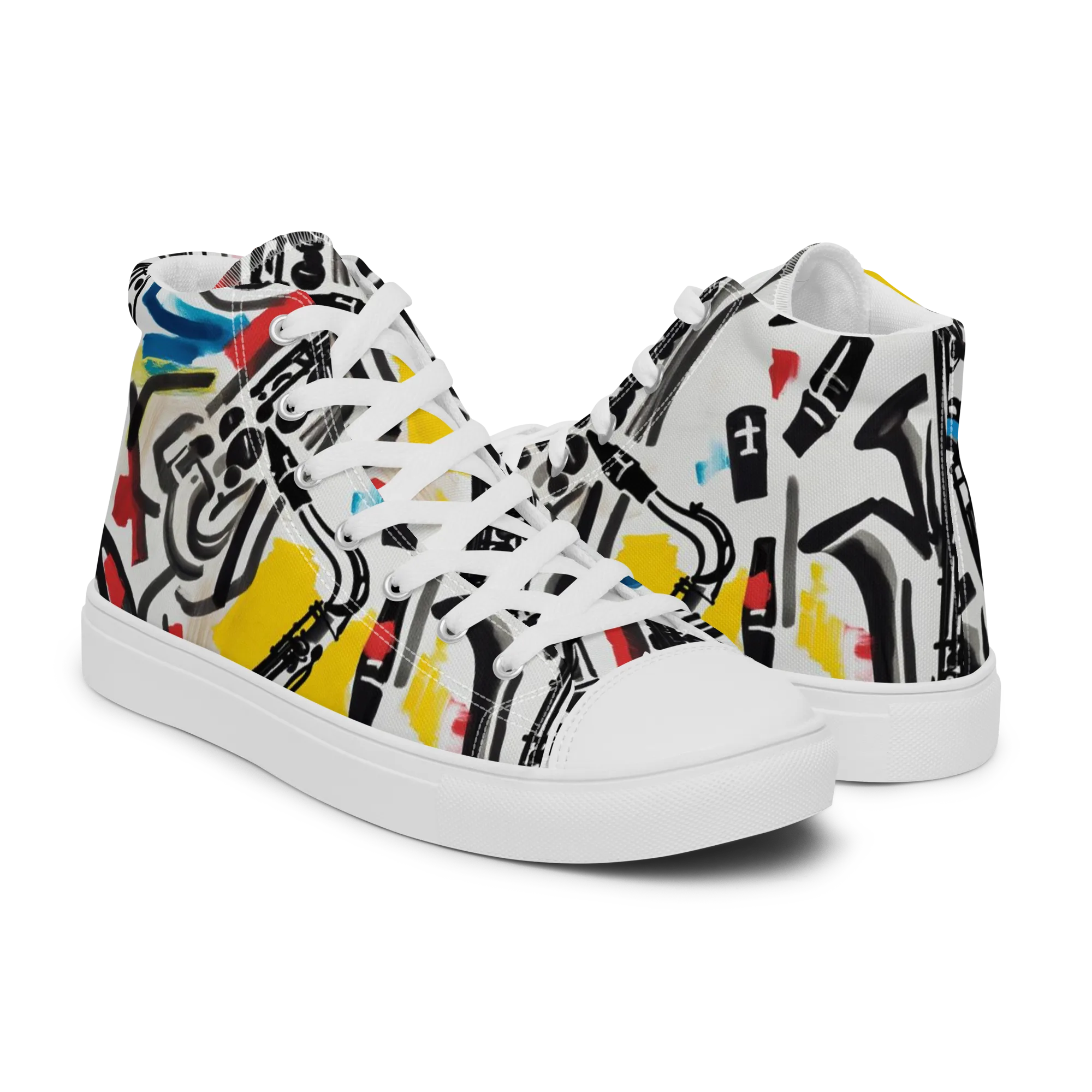 Midnight Rehearsal on Men's High Top Canvas Shoes — Right