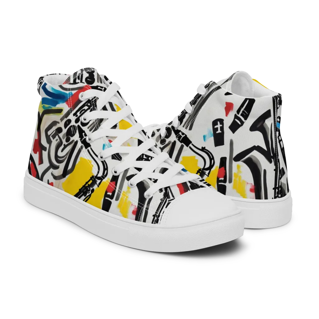 Midnight Rehearsal on Men's High Top Canvas Shoes — Right