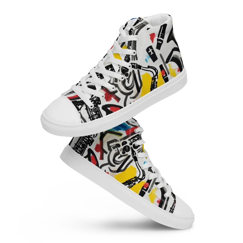 Midnight Rehearsal on Men's High Top Canvas Shoes — Front