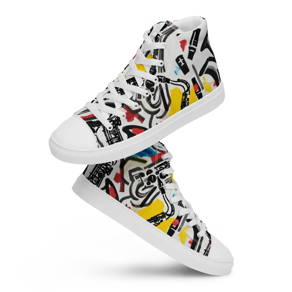 Midnight Rehearsal on Women's High Top Canvas Shoes — Front