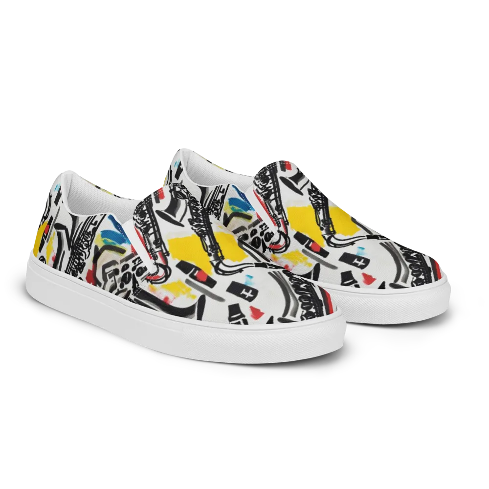 Midnight Rehearsal on Men's Slip-On Canvas Shoes — Right Front