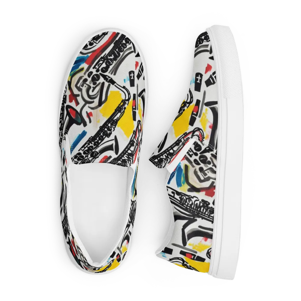 Midnight Rehearsal on Men's Slip-On Canvas Shoes — Front
