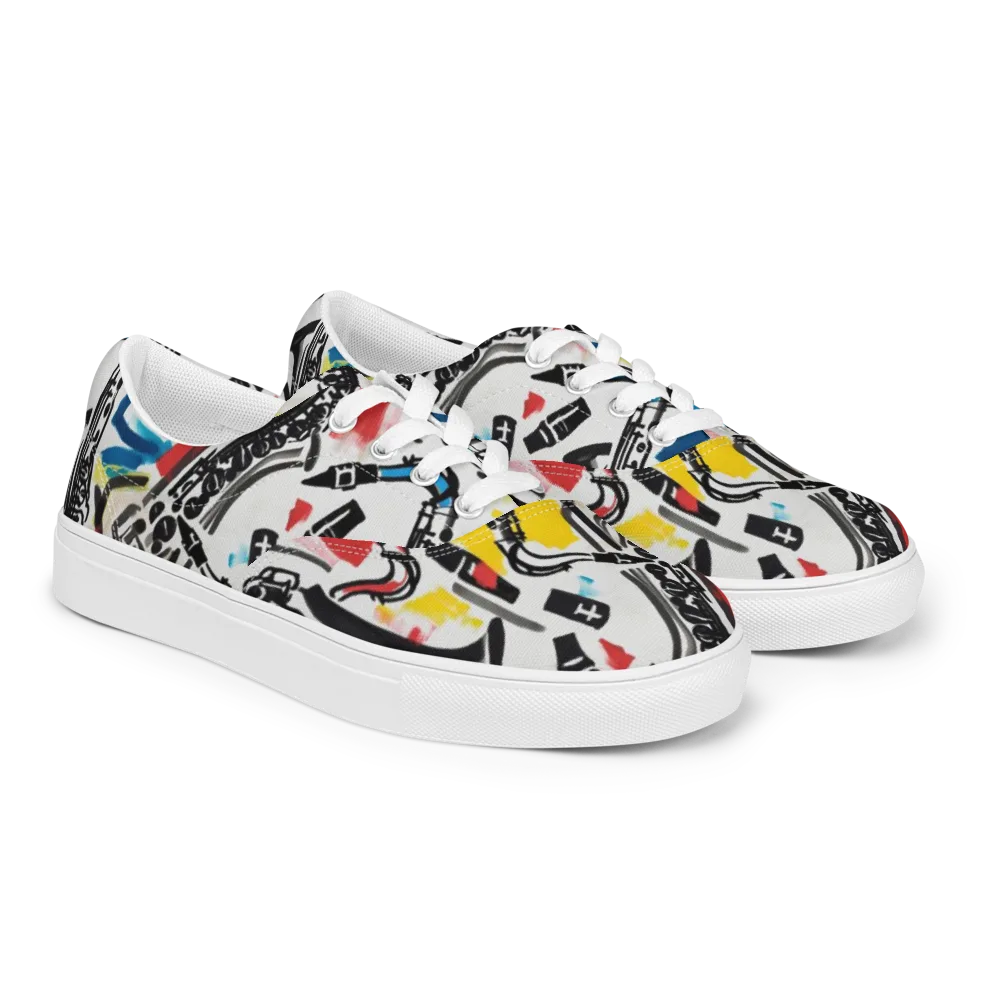 Midnight Rehearsal on Men's Lace-Up Canvas Shoes — Right Front