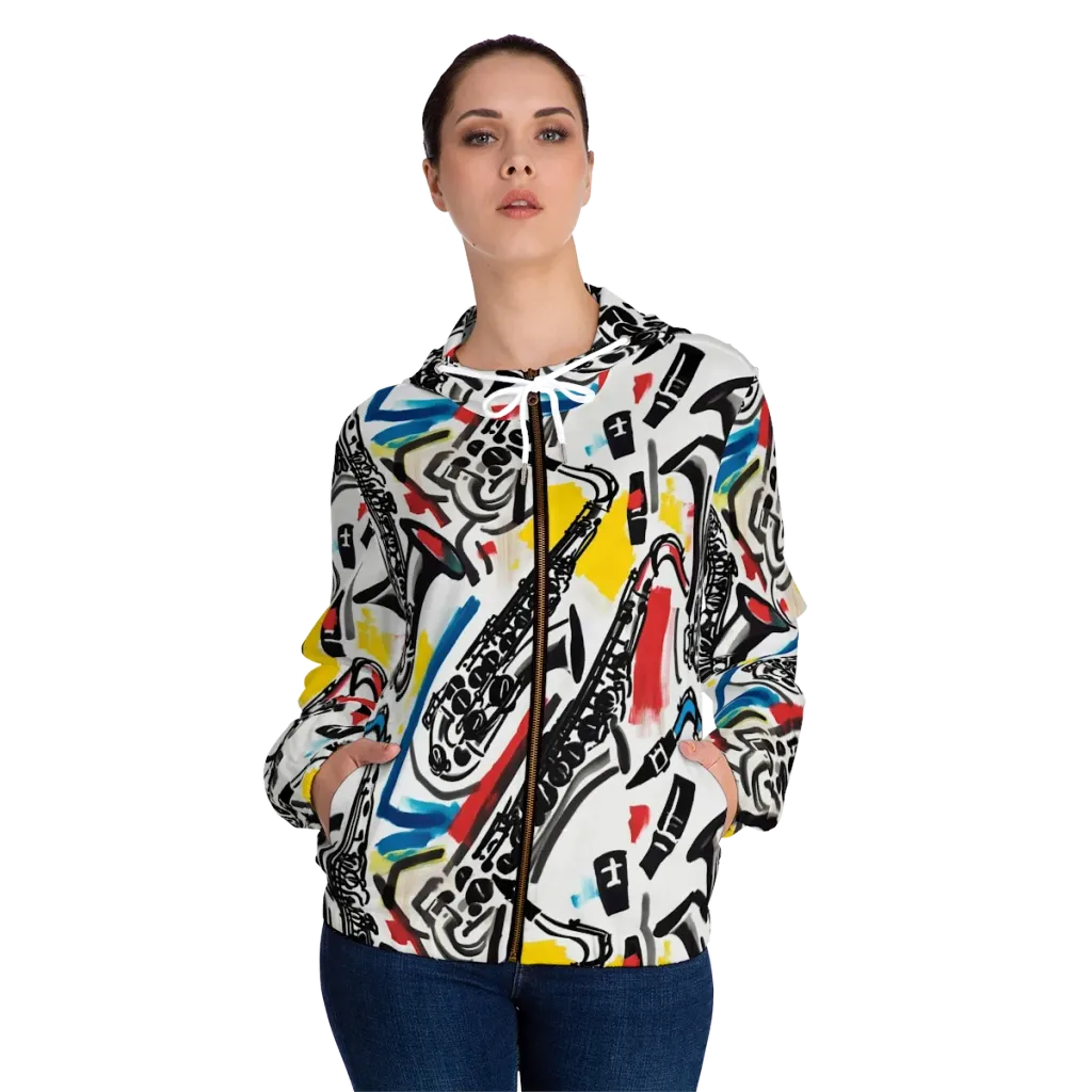 Midnight Rehearsal on Women's Full-Zip Hoodie — Front On Person