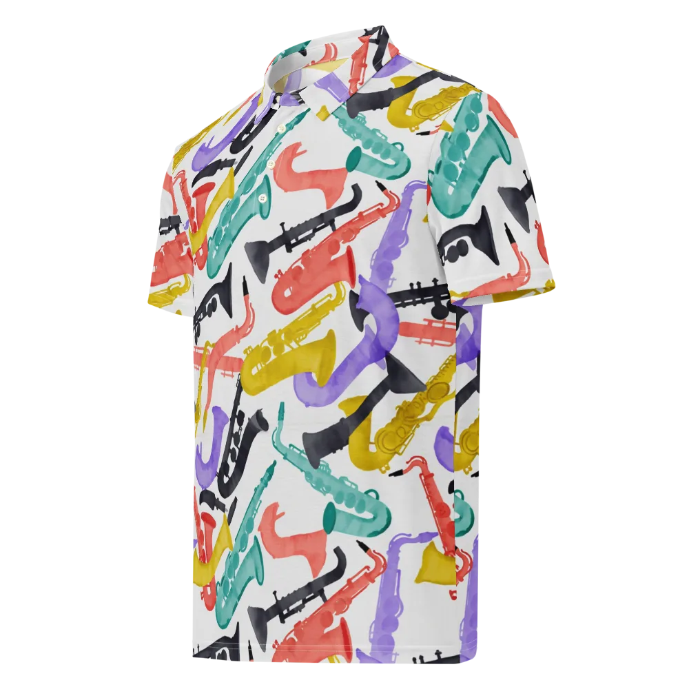 Watercolor Swing on Men's Slim Fit Polo Shirt — Left Front