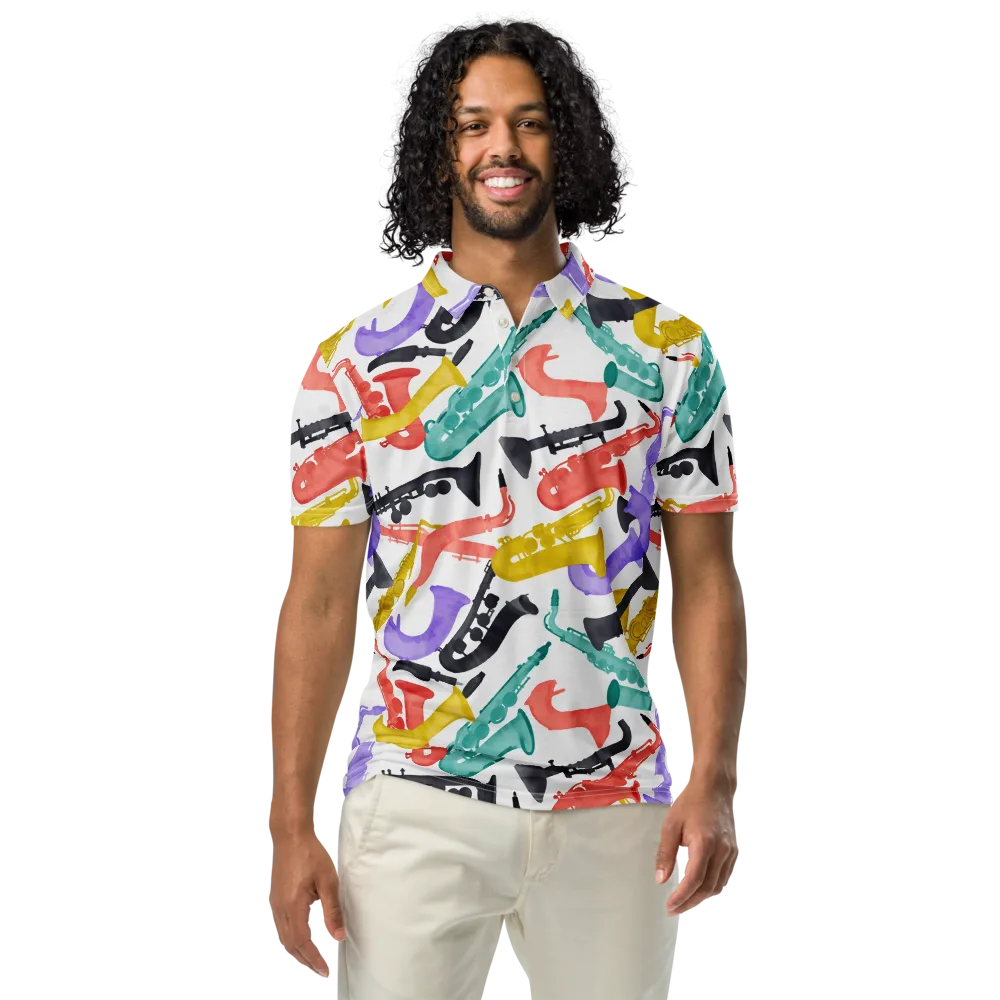 Watercolor Swing on Men's Slim Fit Polo Shirt — Front
