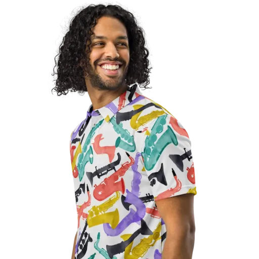 Watercolor Swing on a Men's Slim Fit Polo Shirt