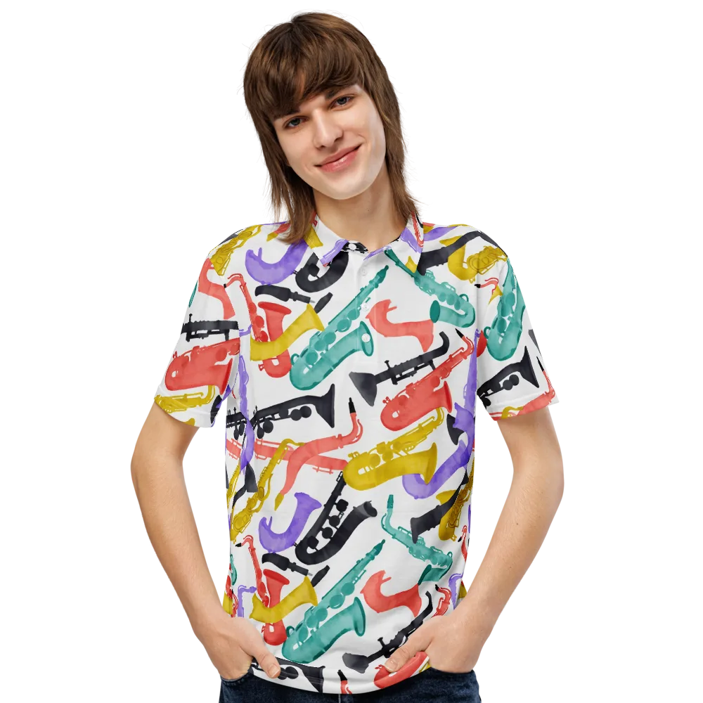 Watercolor Swing on Men's Slim Fit Polo Shirt — Front
