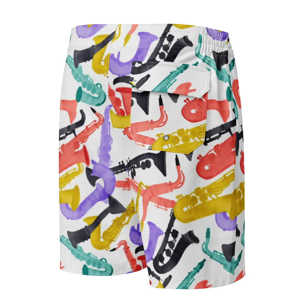 Watercolor Swing on Men's Board Shorts — Back