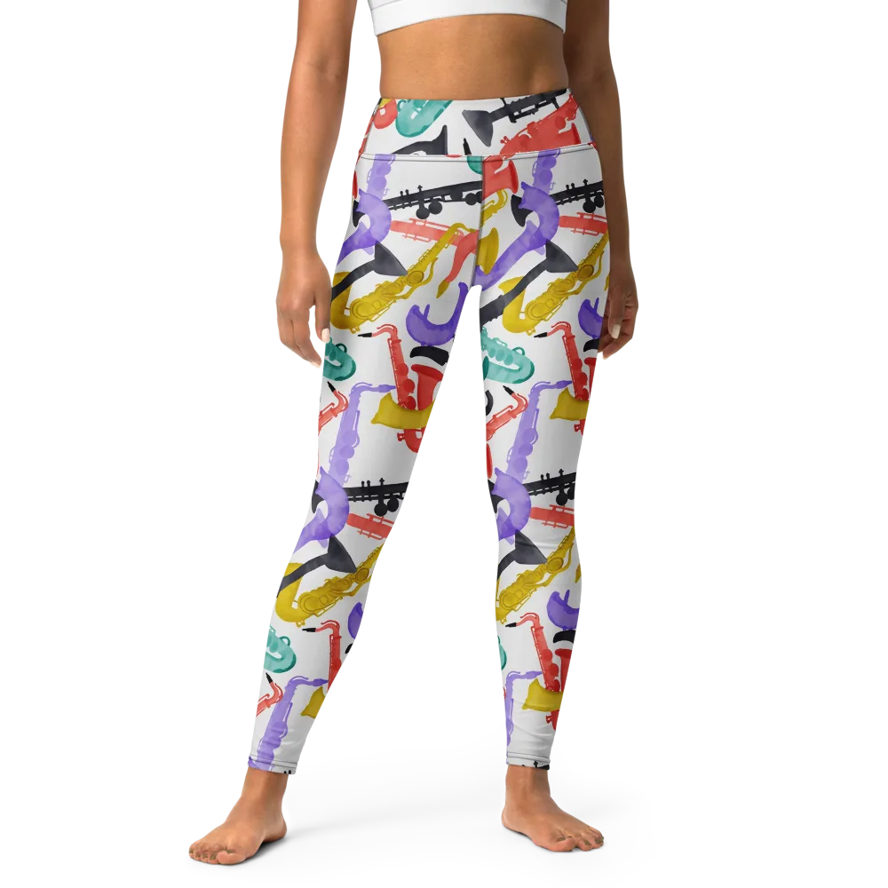 Watercolor Swing on Yoga Leggings — Front