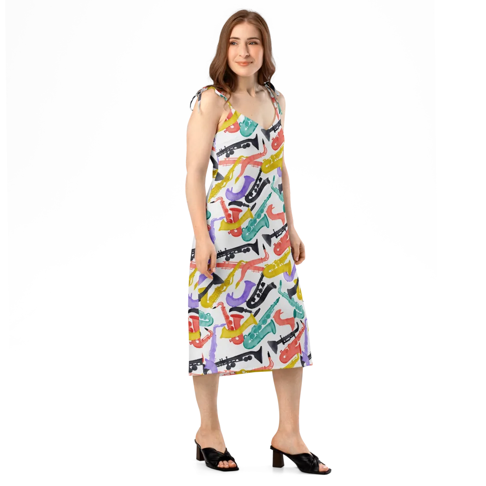 Watercolor Swing on Slip Dress — Right Front