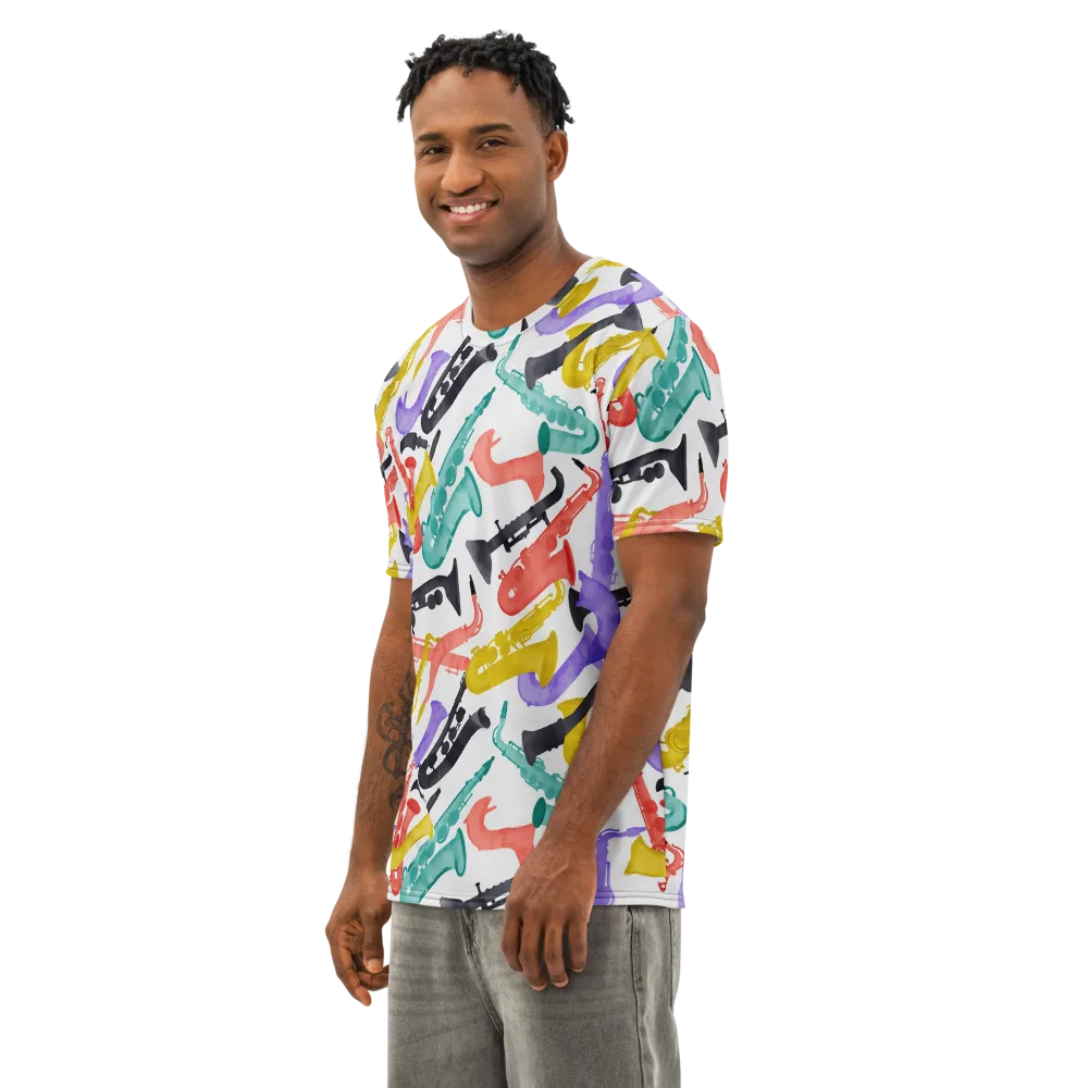Watercolor Swing on Men's Cotton Crew Neck T-Shirt — Left Front