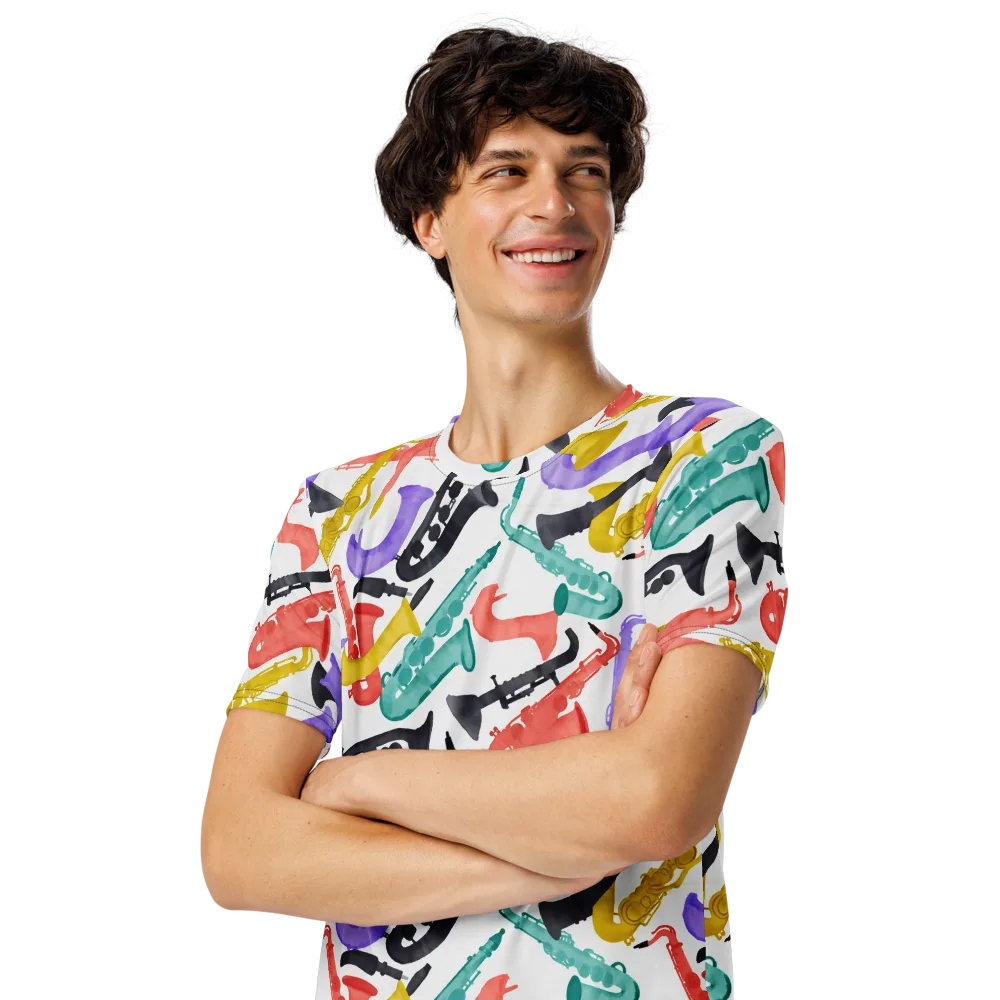 Watercolor Swing on Men's Crew Neck T-Shirt — Left Front