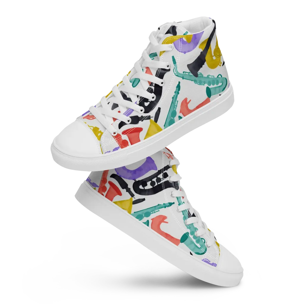 Watercolor Swing on Men's High Top Canvas Shoes — Front