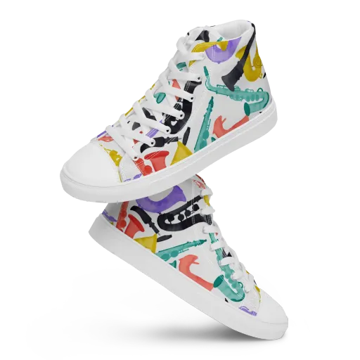 Watercolor Swing on a Men's High Top Canvas Shoes