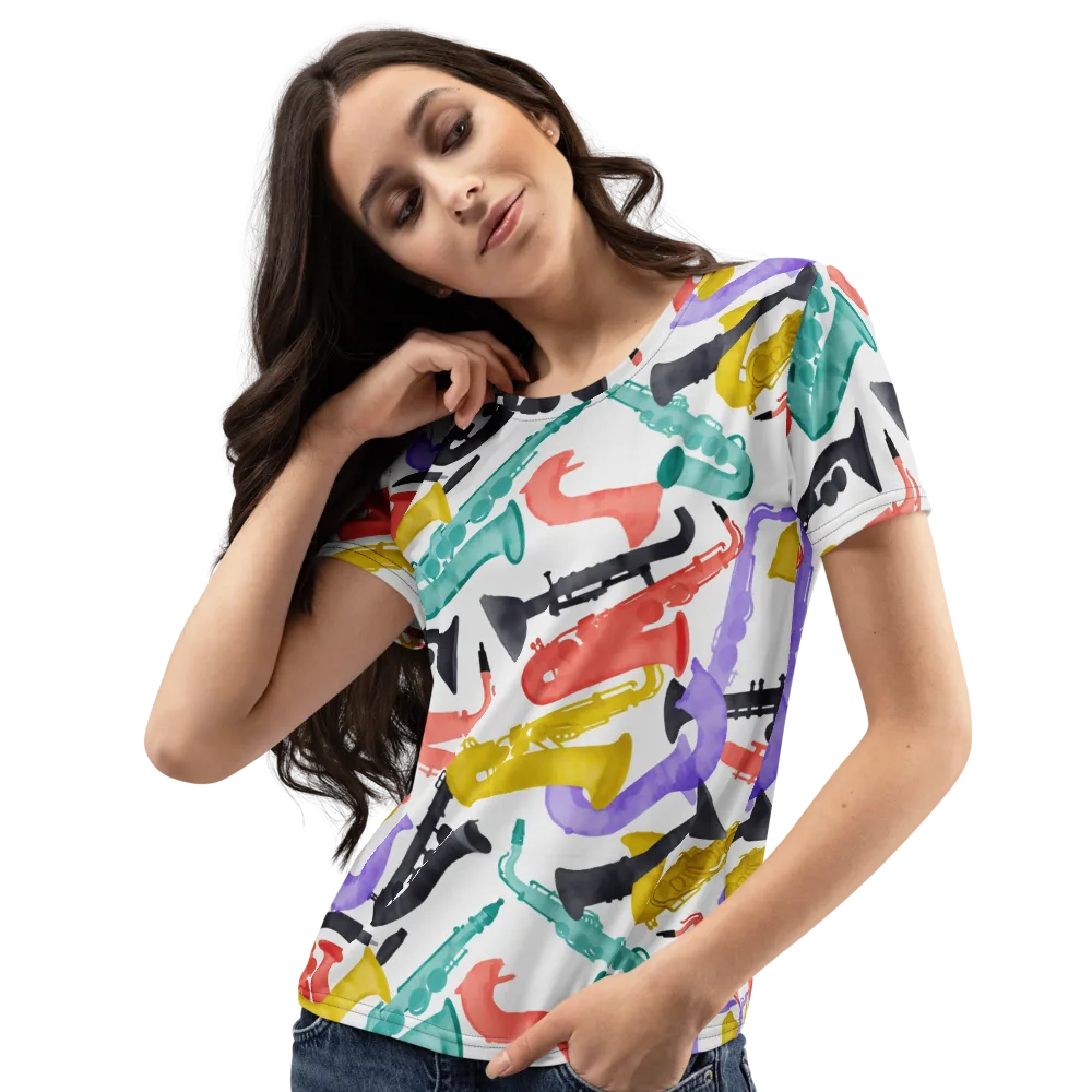 Watercolor Swing on Women's Crew Neck T-Shirt — Left Front