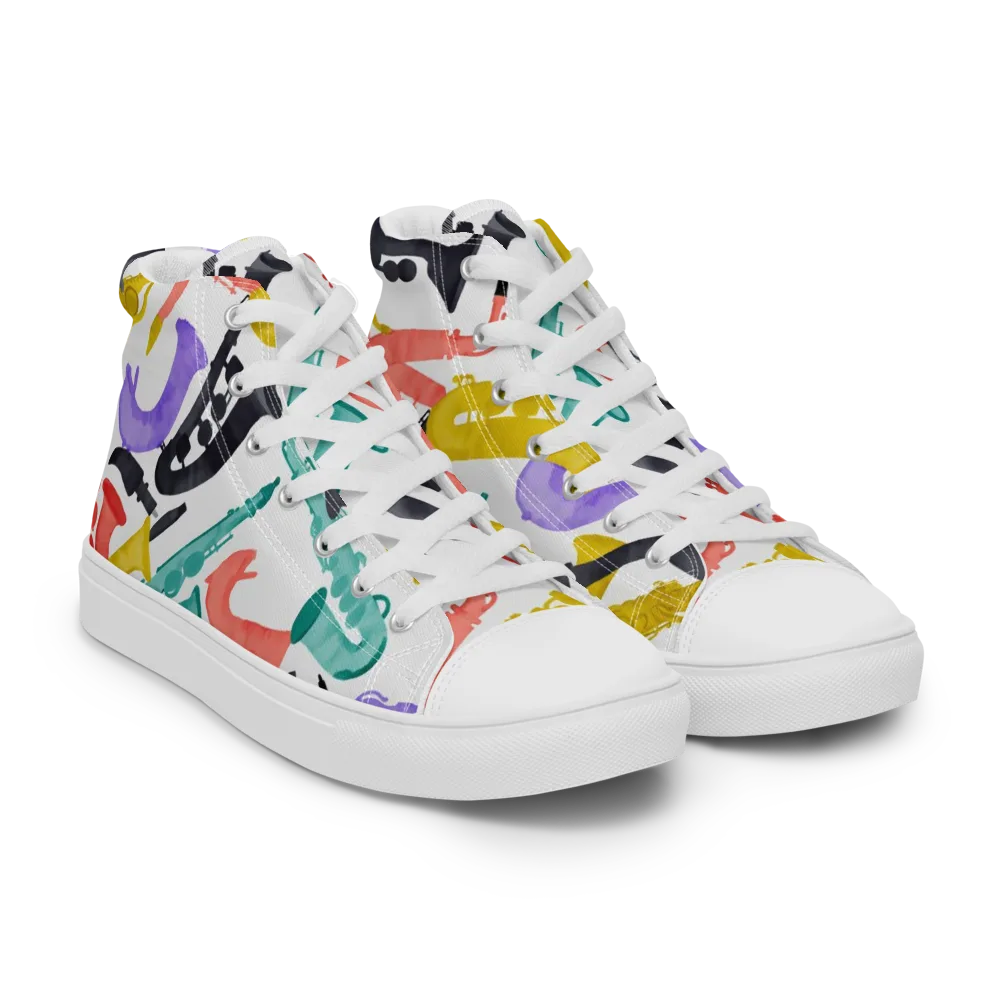 Watercolor Swing on Women's High Top Canvas Shoes — Right Front