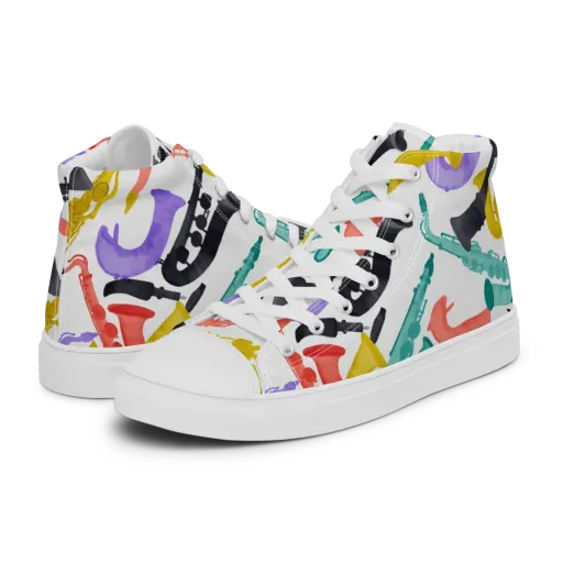 Watercolor Swing on a Women's High Top Canvas Shoes