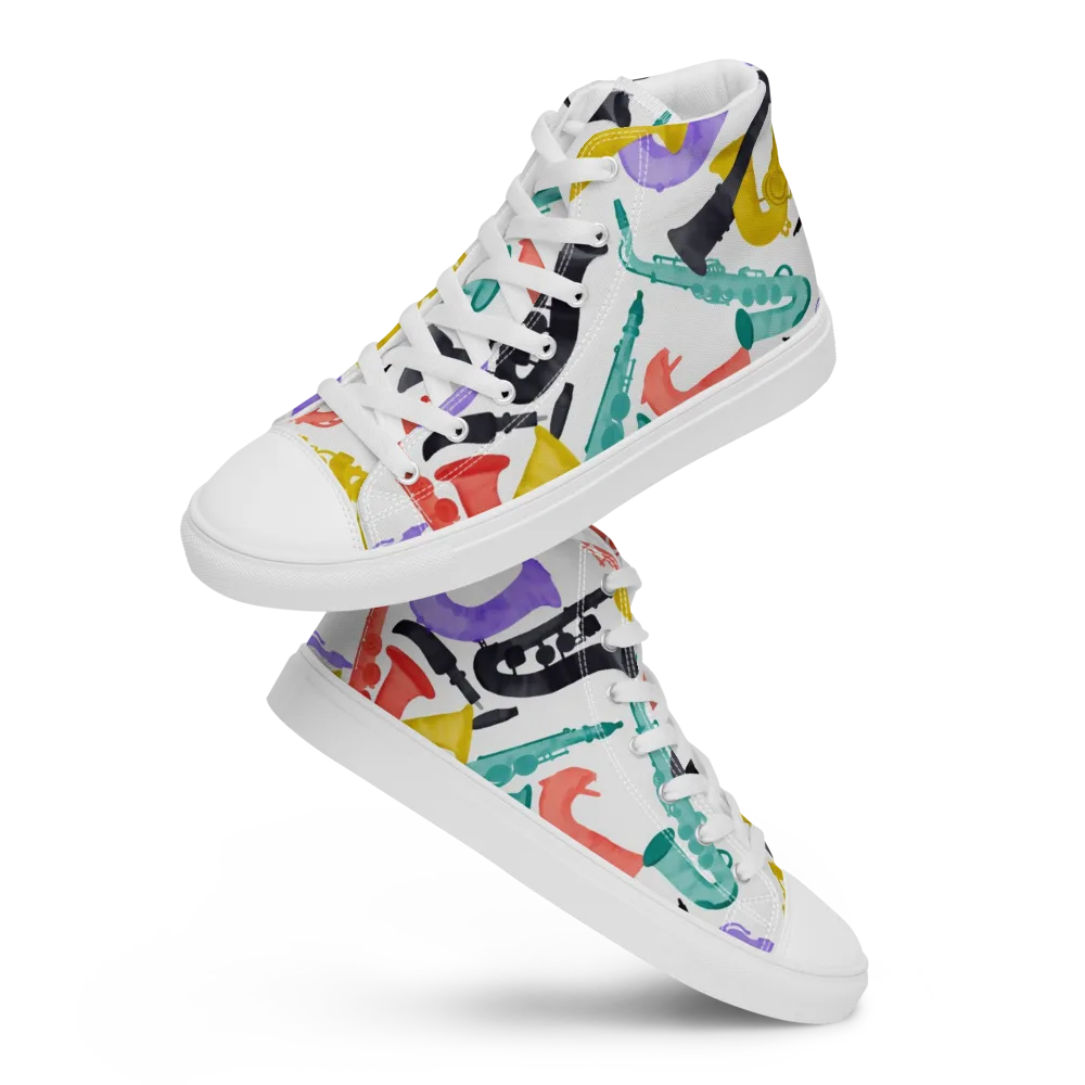 Watercolor Swing on Women's High Top Canvas Shoes — Front