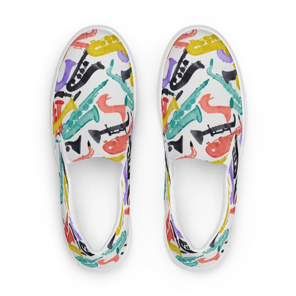 Watercolor Swing on Men's Slip-On Canvas Shoes — Front