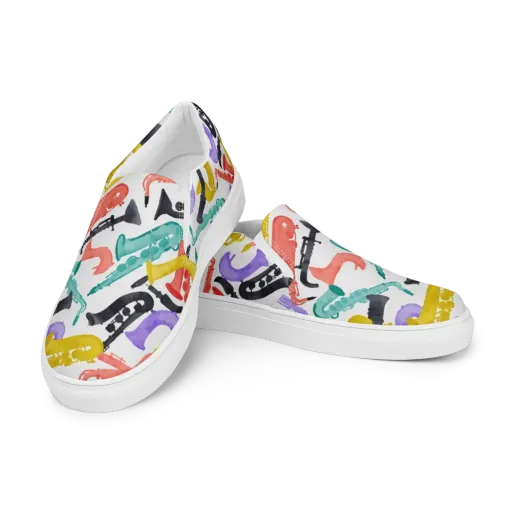 Watercolor Swing on a Men's Slip-On Canvas Shoes