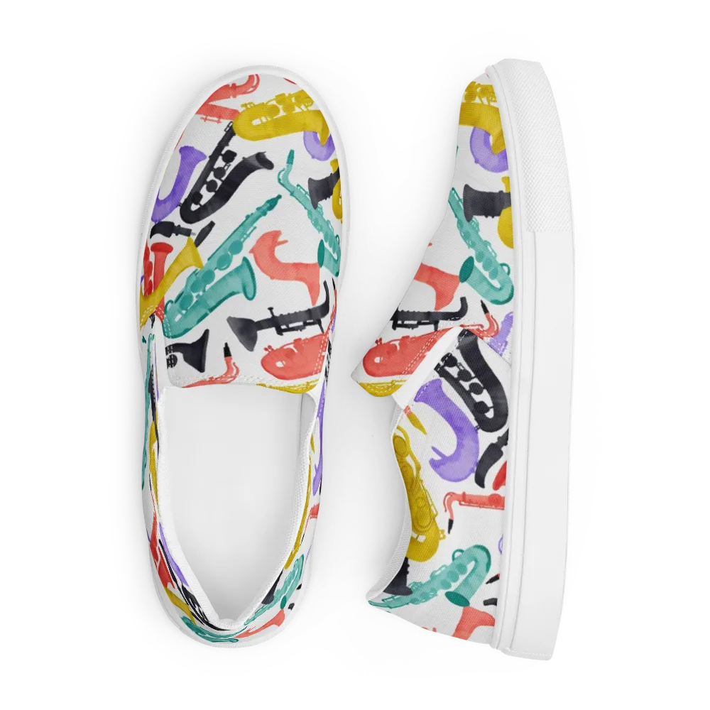 Watercolor Swing on Men's Slip-On Canvas Shoes — Front