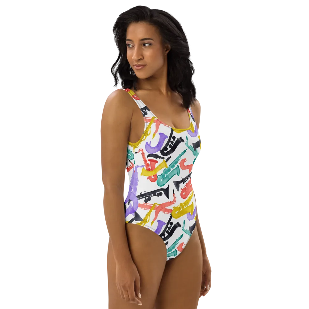 Watercolor Swing on One-Piece Swimsuit — Right