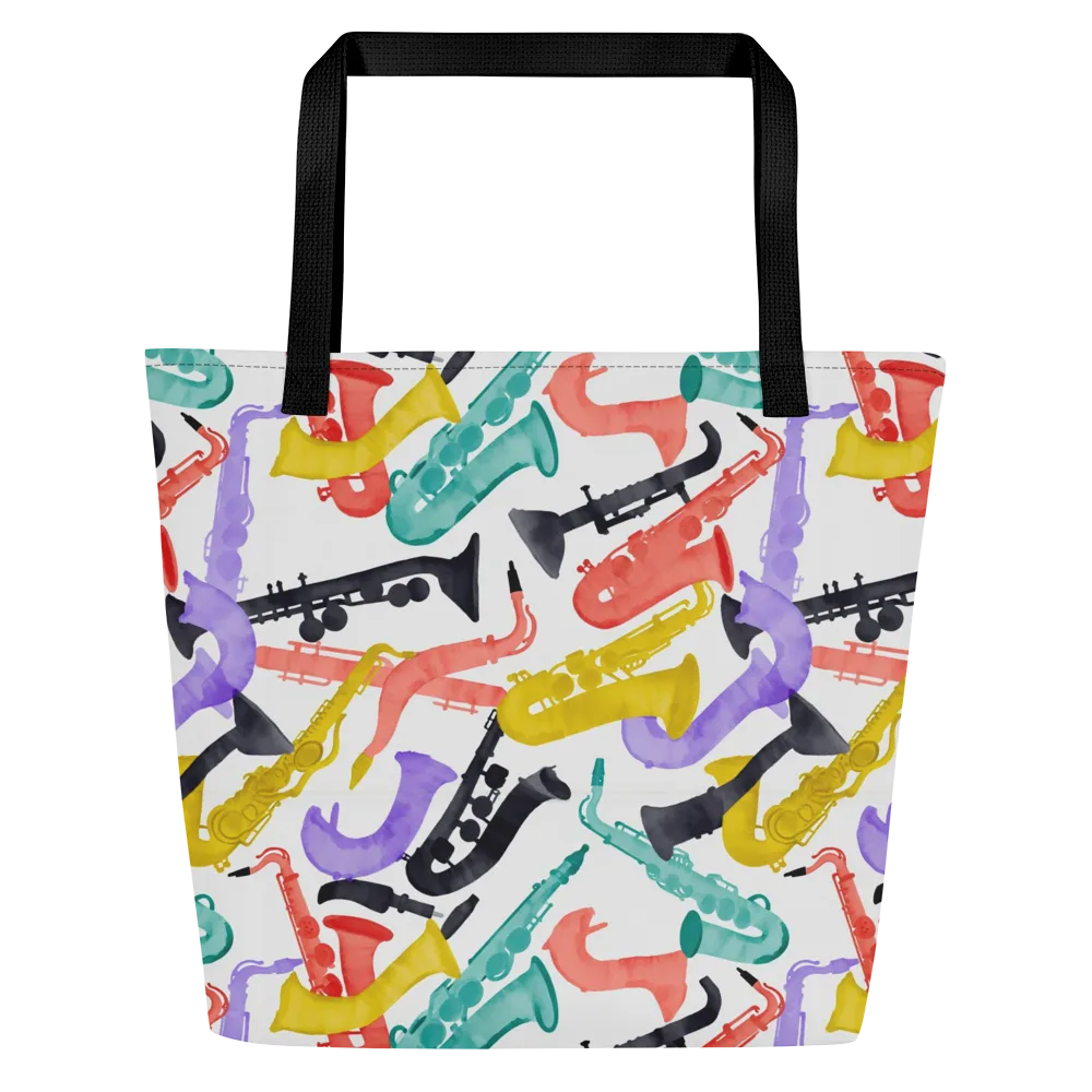 Watercolor Swing on Large Tote Bag W/ Pocket — Front