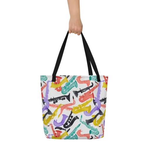 Watercolor Swing on a Large Tote Bag W/ Pocket