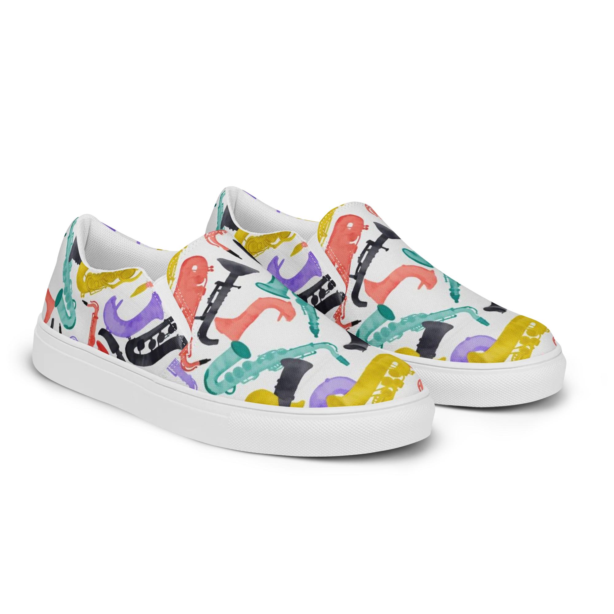 Watercolor Swing on Women's Slip-On Canvas Shoes — Right Front