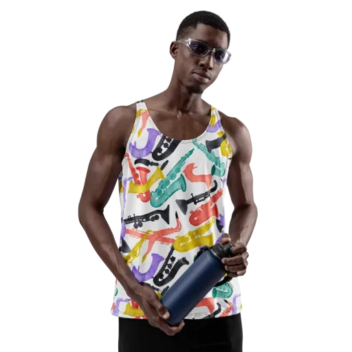 Watercolor Swing on a Men's Tank Top