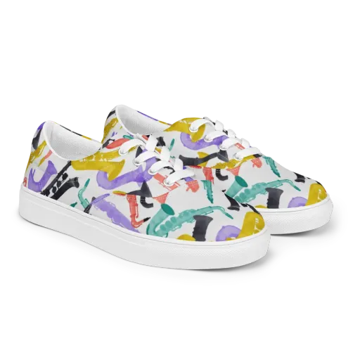Watercolor Swing on a Men's Lace-Up Canvas Shoes