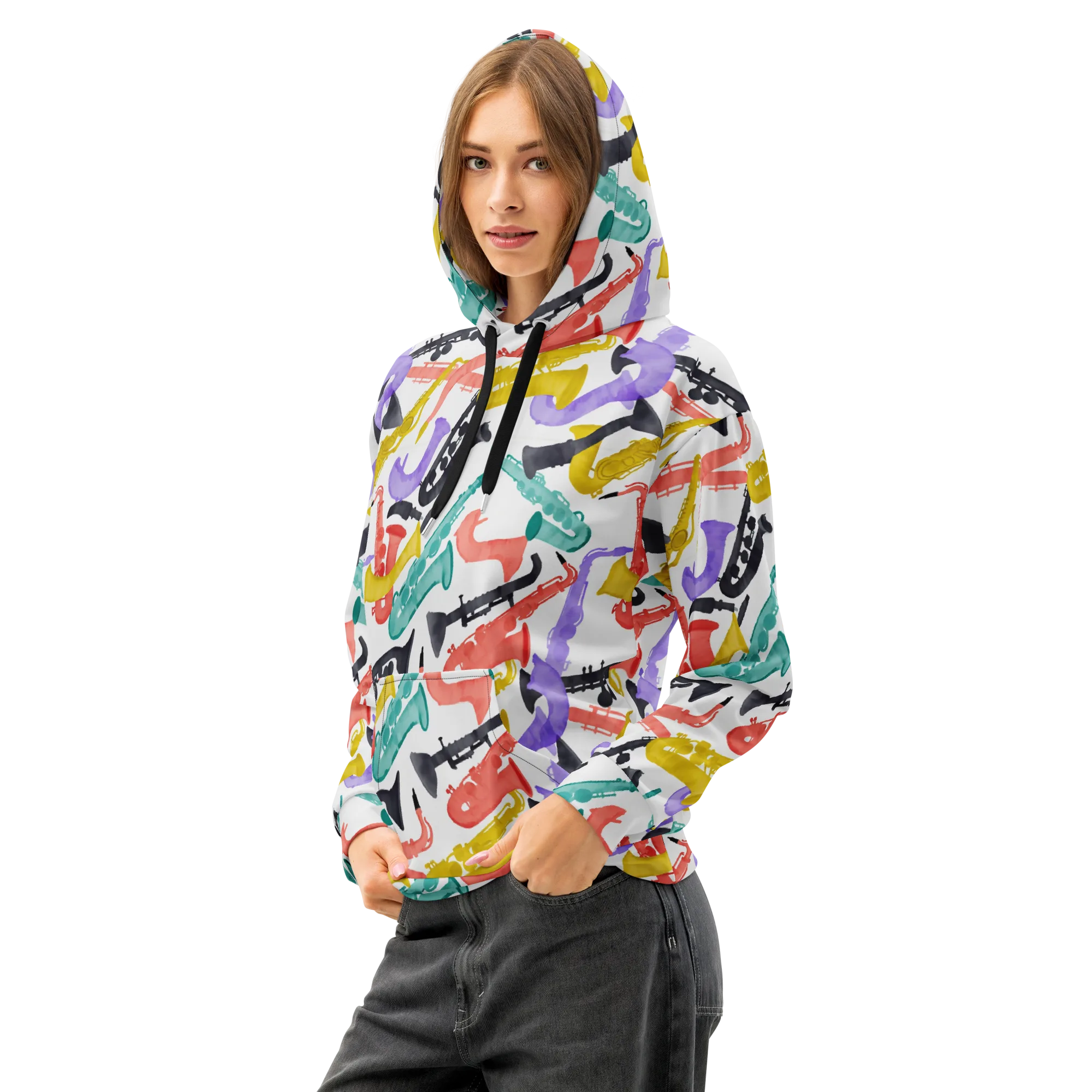 Watercolor Swing on Cotton Hoodie — Left Front