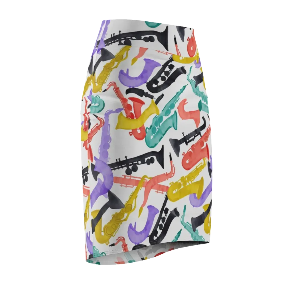 Watercolor Swing on Pencil Skirt — Front Side