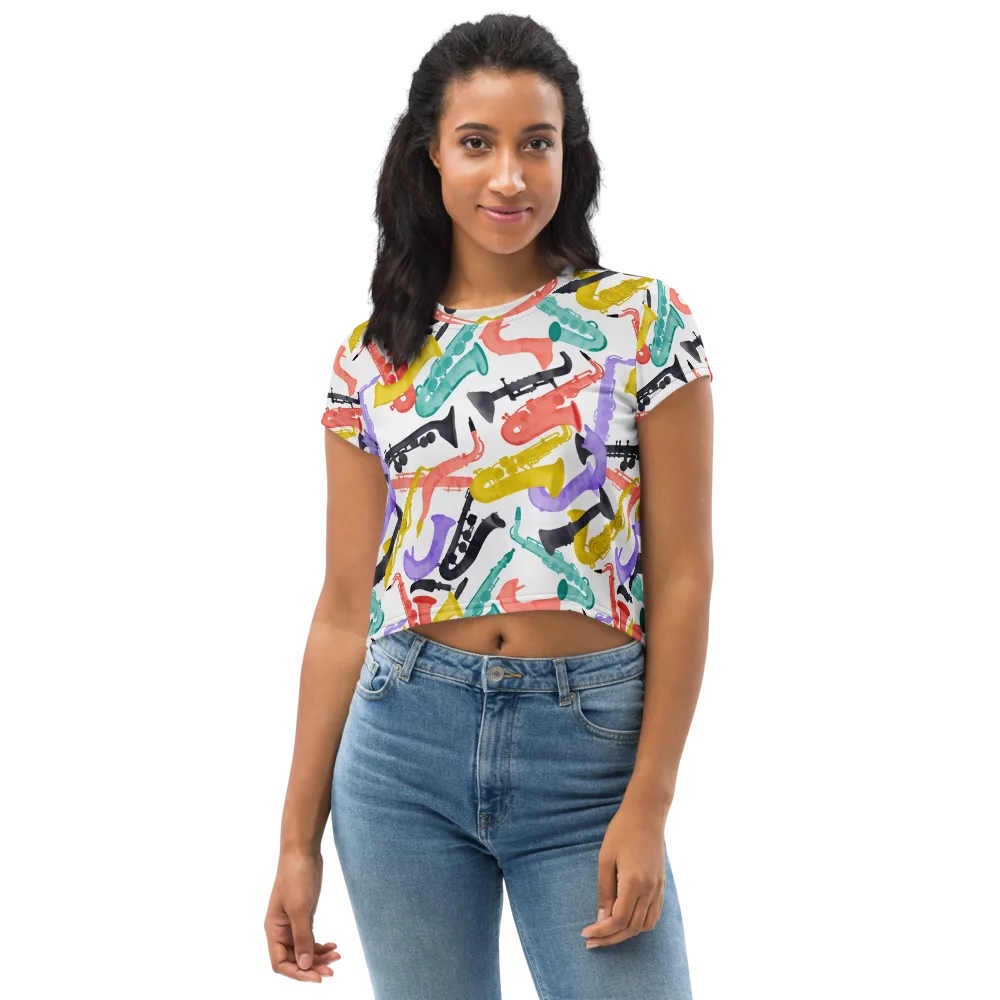 Watercolor Swing on Crop Tee — Front