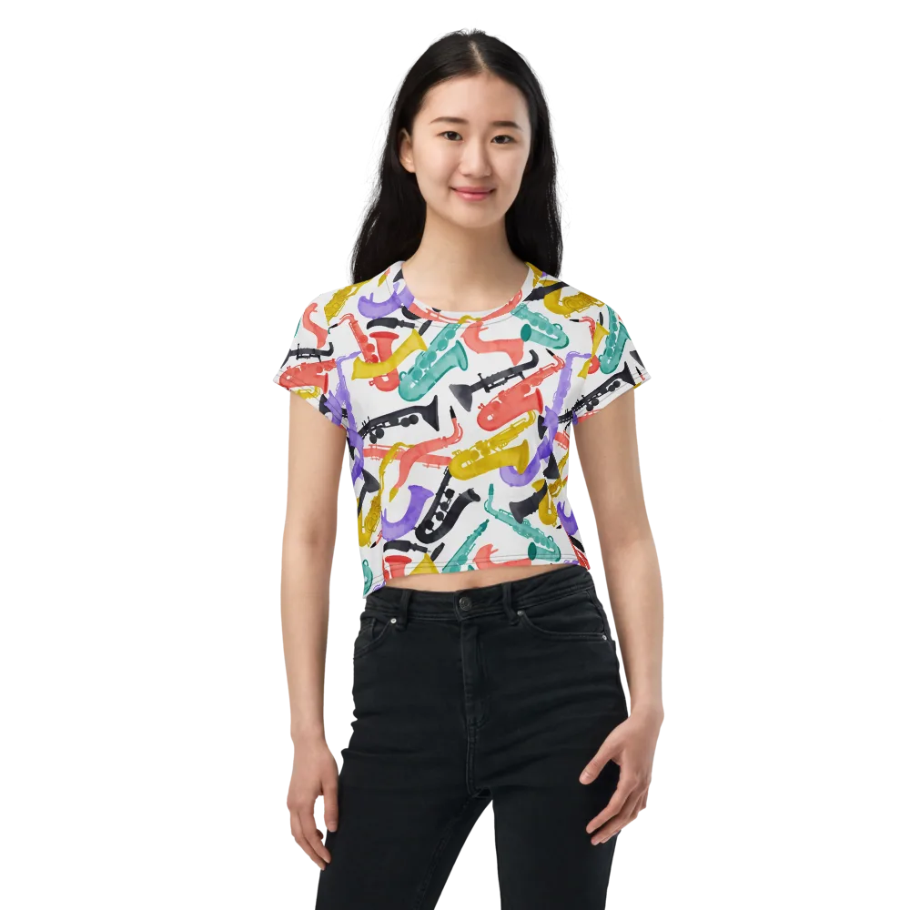 Watercolor Swing on Crop Tee — Front