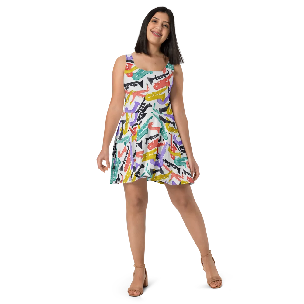 Watercolor Swing on Skater Dress — Front